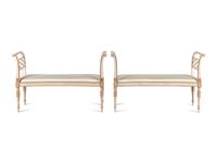 A Pair of George III Style Painted and Parcel-Gilt Window Benches