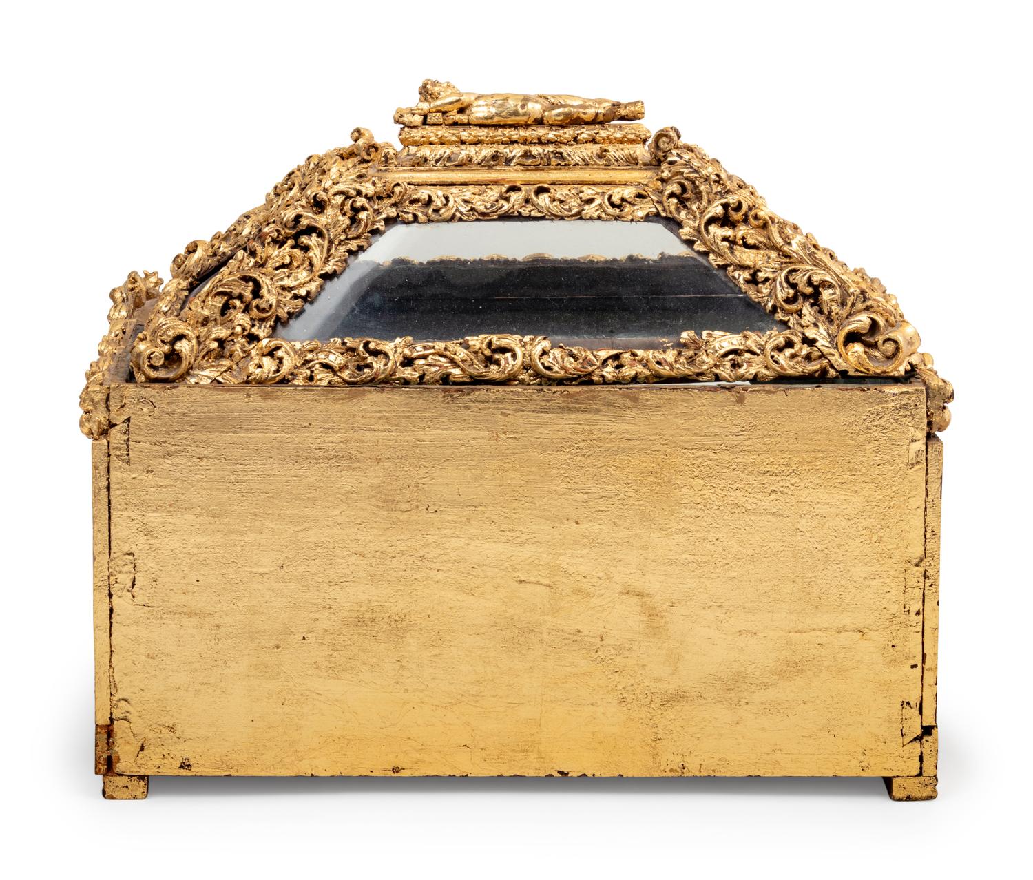 A Baroque Style Carved Giltwood Table Vitrine