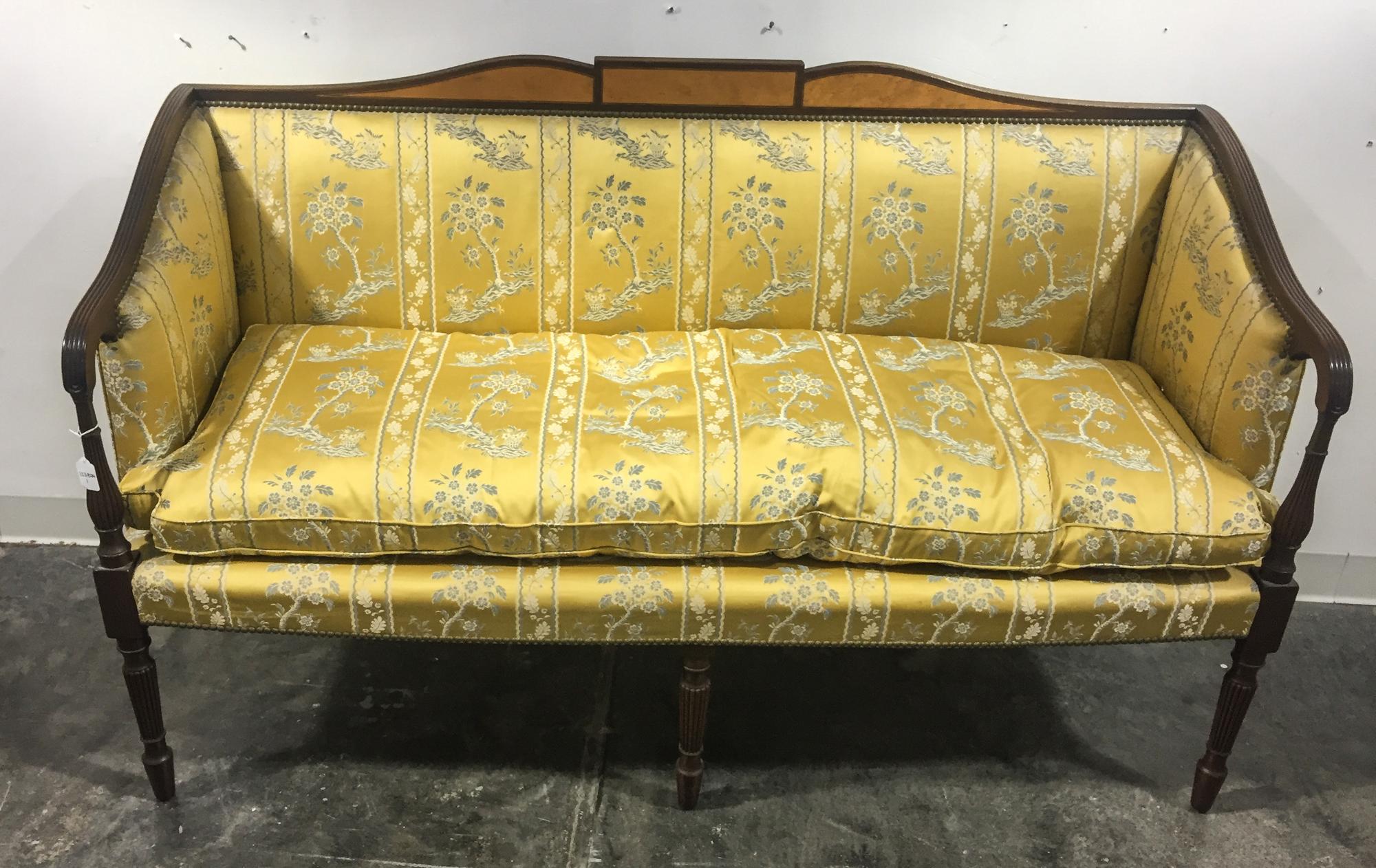 A Sheraton Style Kittinger Settee Height 36 1/4 x width 59 3/4 x depth 22 1/4 inches. — 2nd HALF 20TH CENTURY