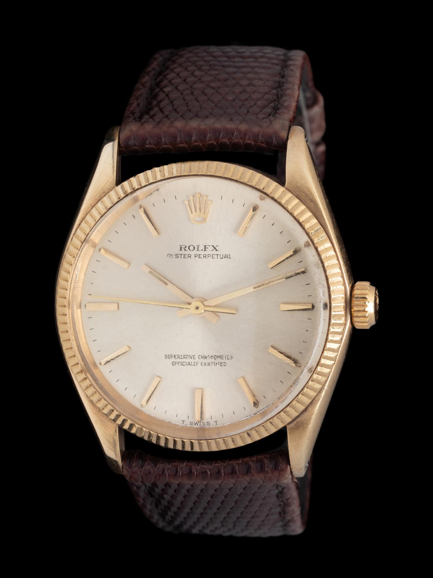 ROLEX, REF. 1005 18K YELLOW GOLD 'OYSTER PERPETUAL' WATCH