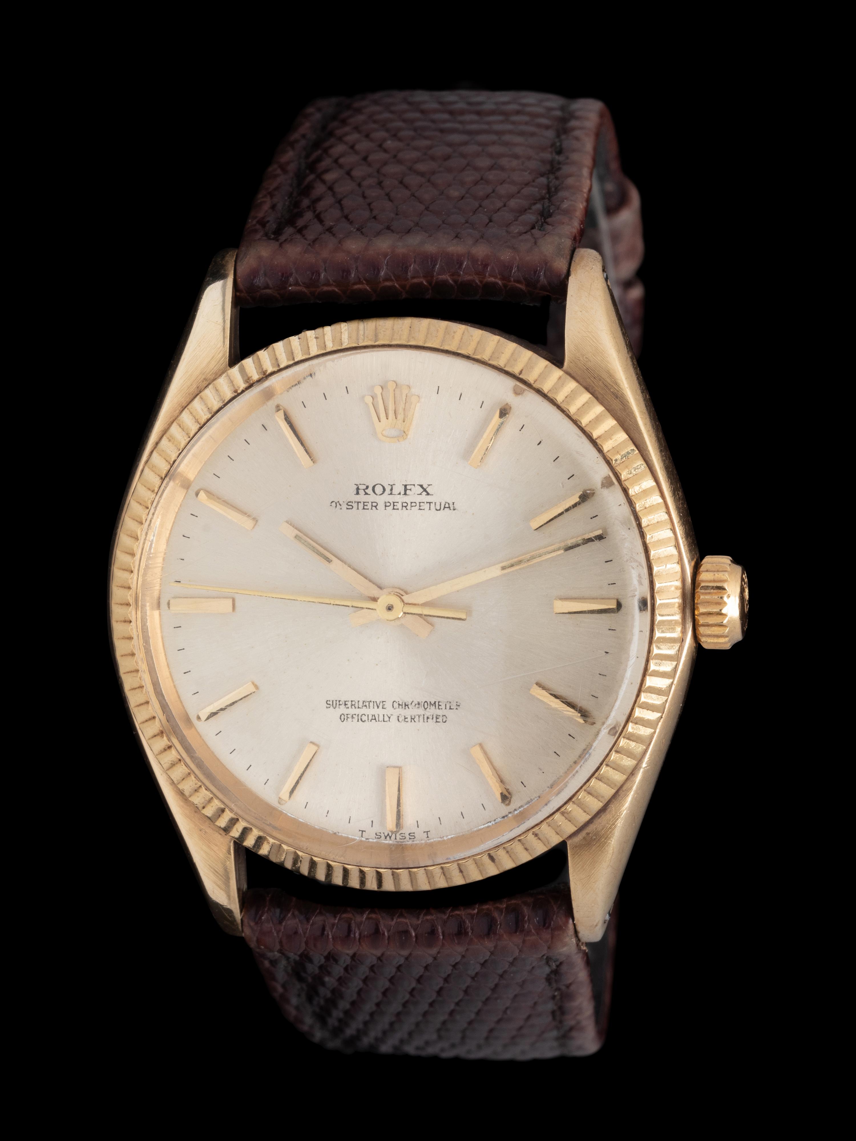 ROLEX, REF. 1005 18K YELLOW GOLD 'OYSTER PERPETUAL' WATCH