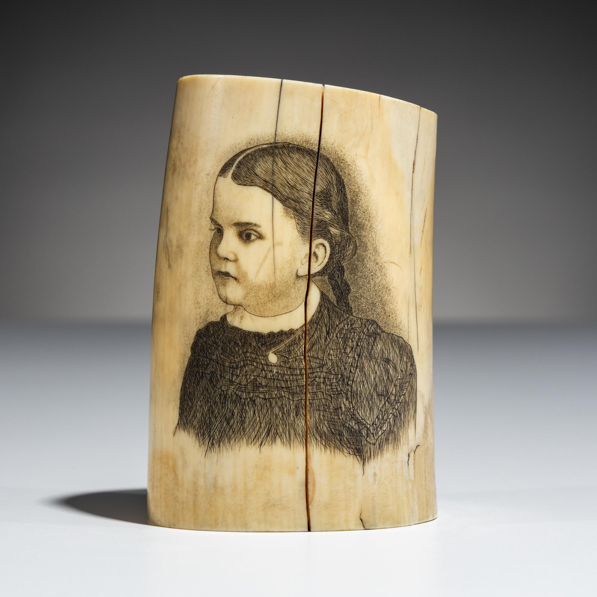 Double Scrimshawed Portrait of Della and Johnny Beau ca 1904