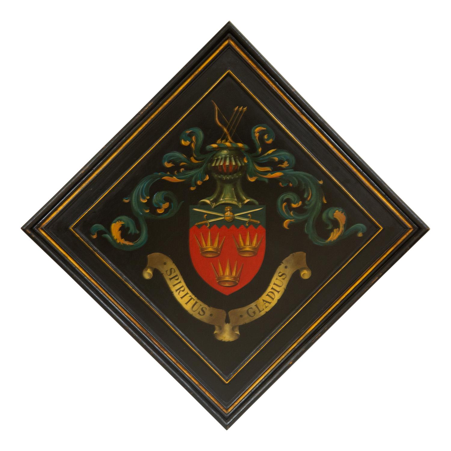 Two Modern Framed Panels Painted with Heraldic Crests