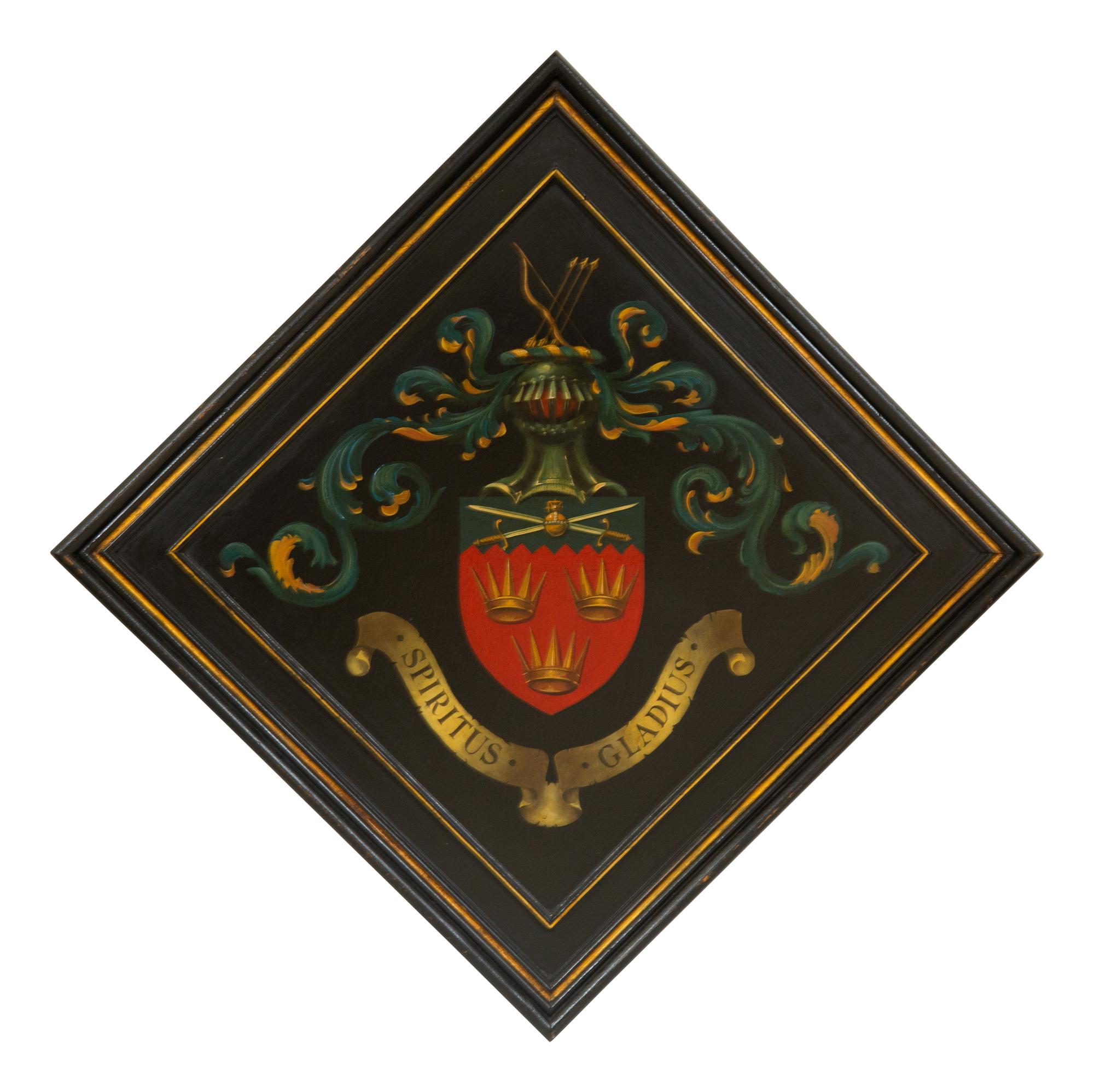 Two Modern Framed Panels Painted with Heraldic Crests
