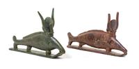 Two Egyptian Bronze Oxyrynchos Fish Width of first 4 1/2 inches. — LATE PERIOD TO PTOLEMAIC PERIOD, 664-30 B.C.E.