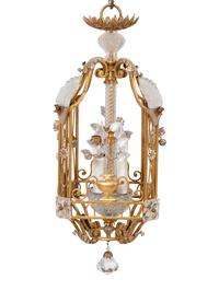 A Maison Bagues-Style Neoclassical Gold and Silver Gilt Pendant Fixture