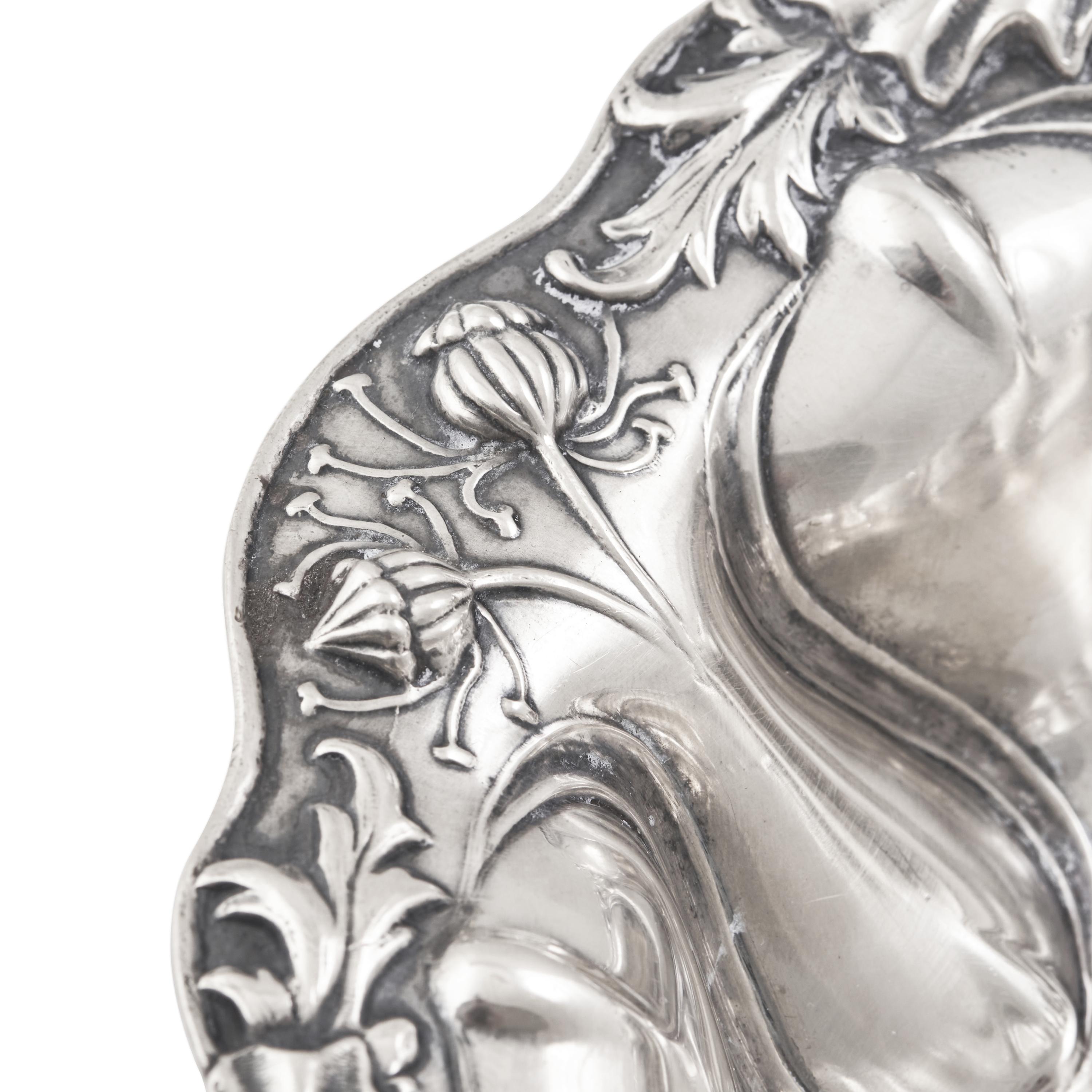 An American Art Nouveau Silver Floral Repousse Bowl