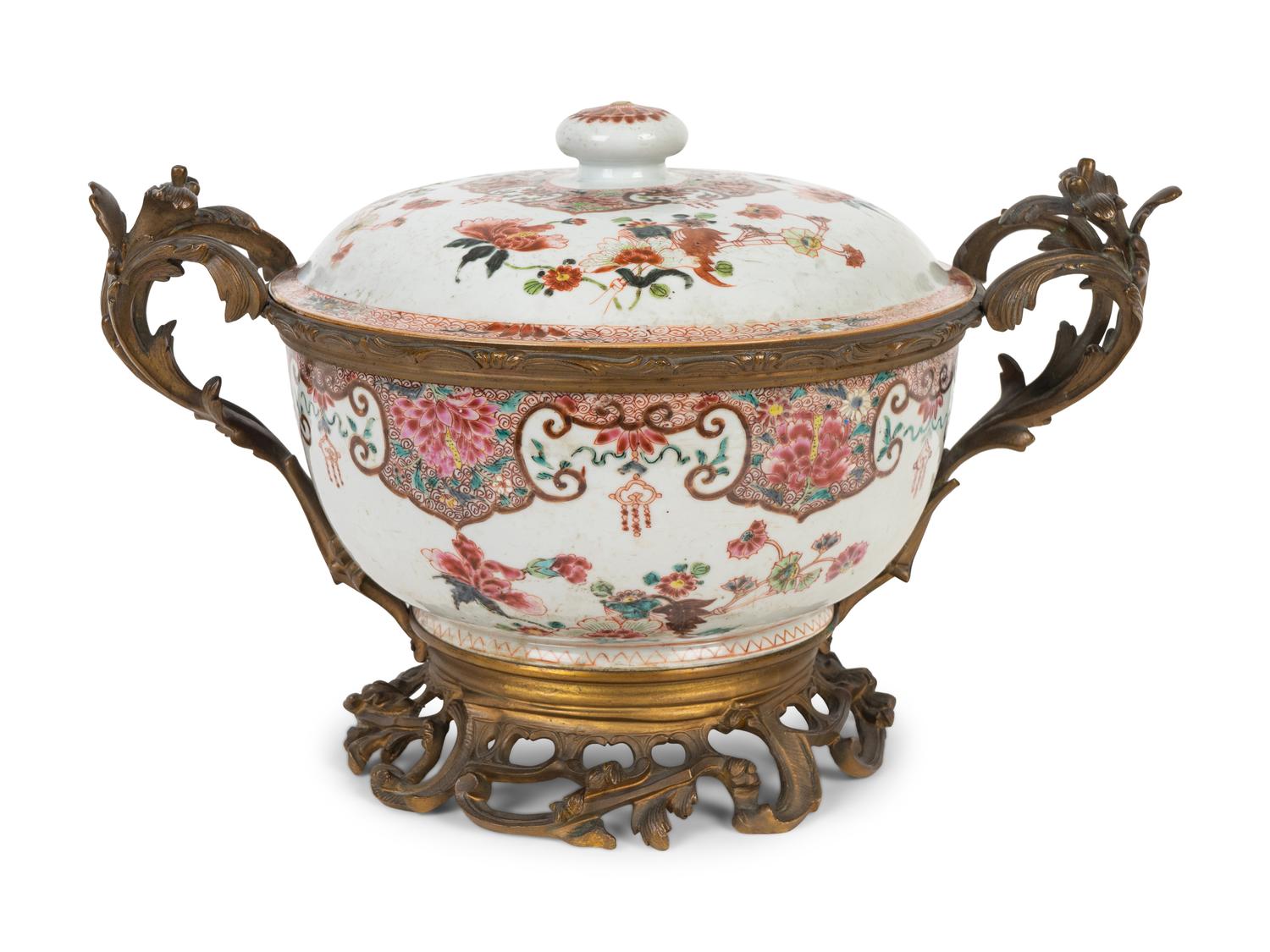 A Gilt Bronze Mounted Chinese Export Porcelain Bowl and Cover — 18TH CENTURY, Mounts 19TH CENTURY