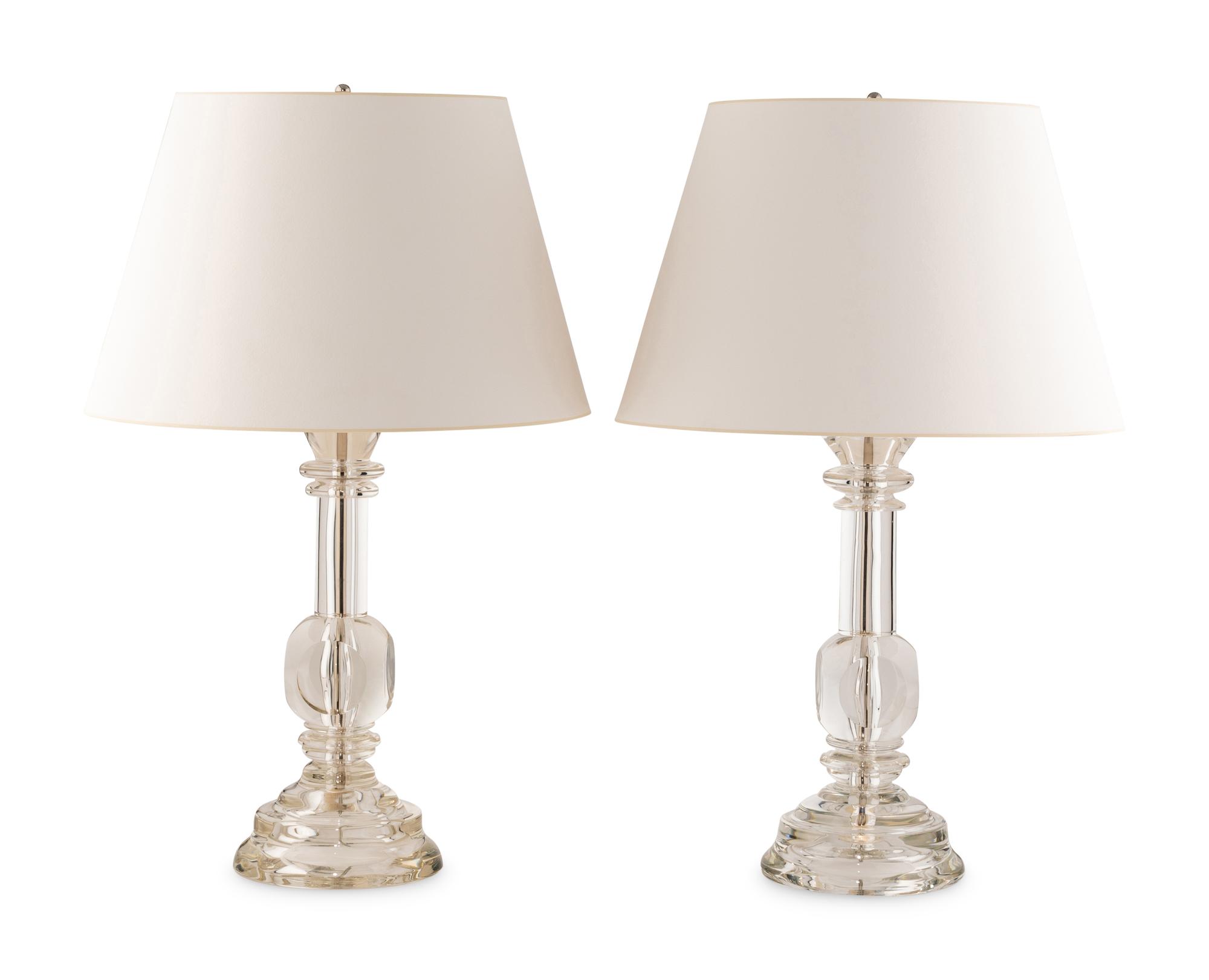 A Pair of Archimede Seguso Murano Glass Table Lamps