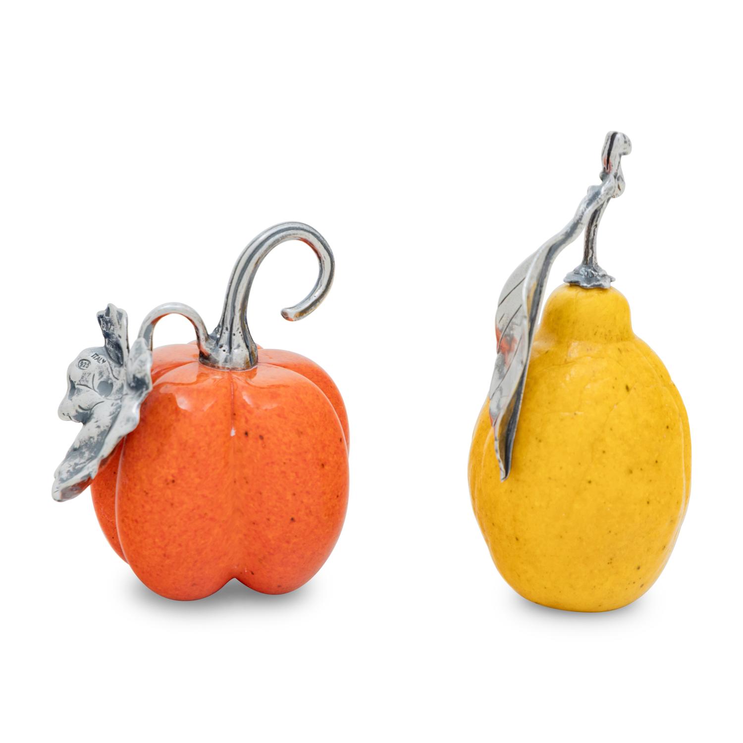 Two Buccellati Silver Mounted Fruit Ornaments