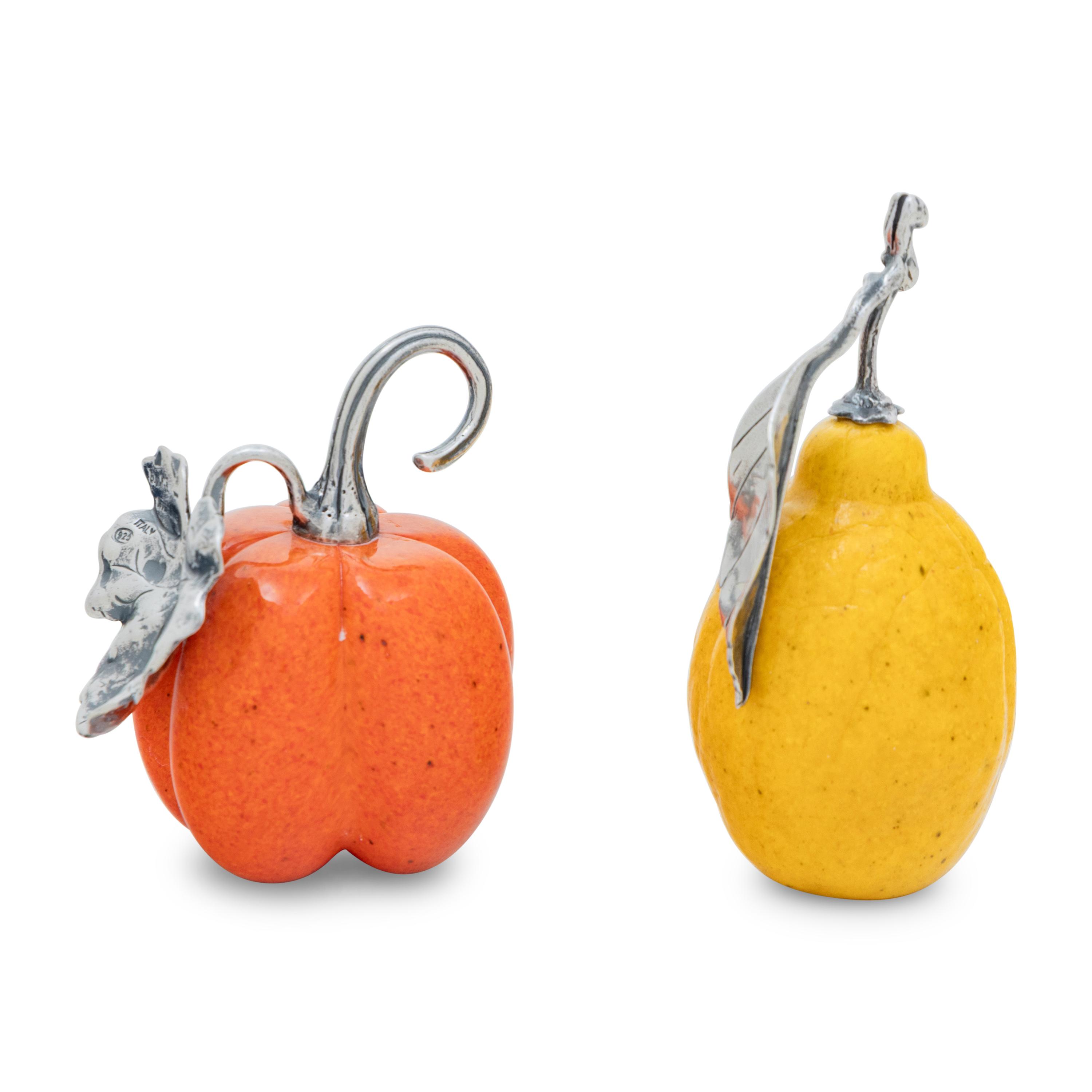 Two Buccellati Silver Mounted Fruit Ornaments