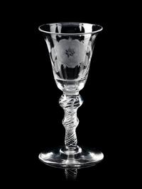 A Jacobite Engraved Air Twist Wine Glass