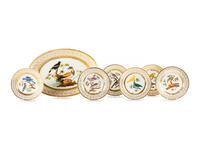 French Painted and Parcel Gilt Porcelain Bird Service