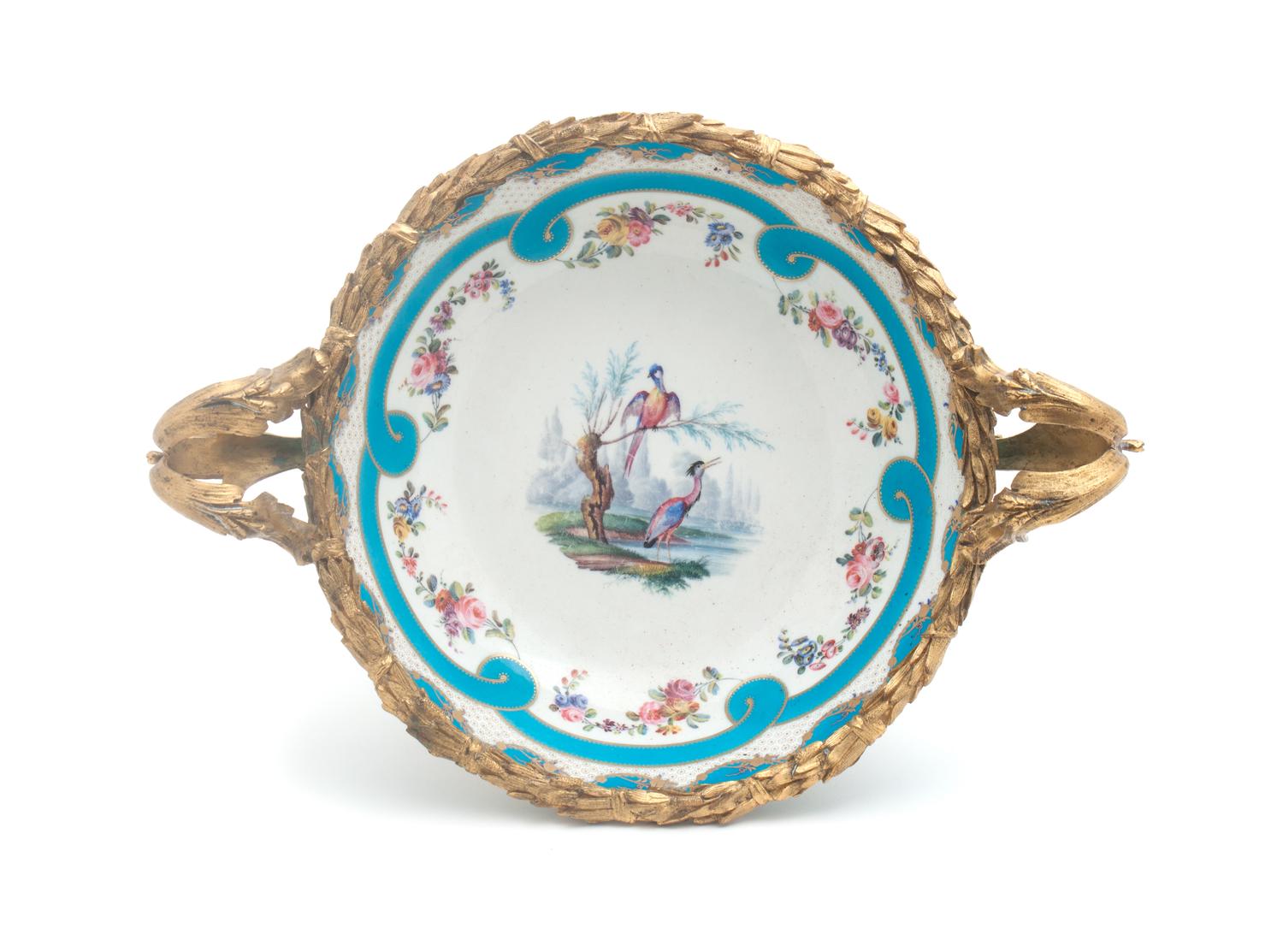 A Sevres Gilt Bronze Mounted Center Bowl Width over handles 14 1/4 inches. — 19TH CENTURY