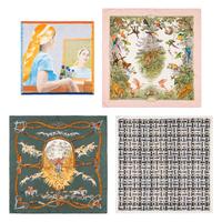 Hermès, Four Printed Silk Scarves