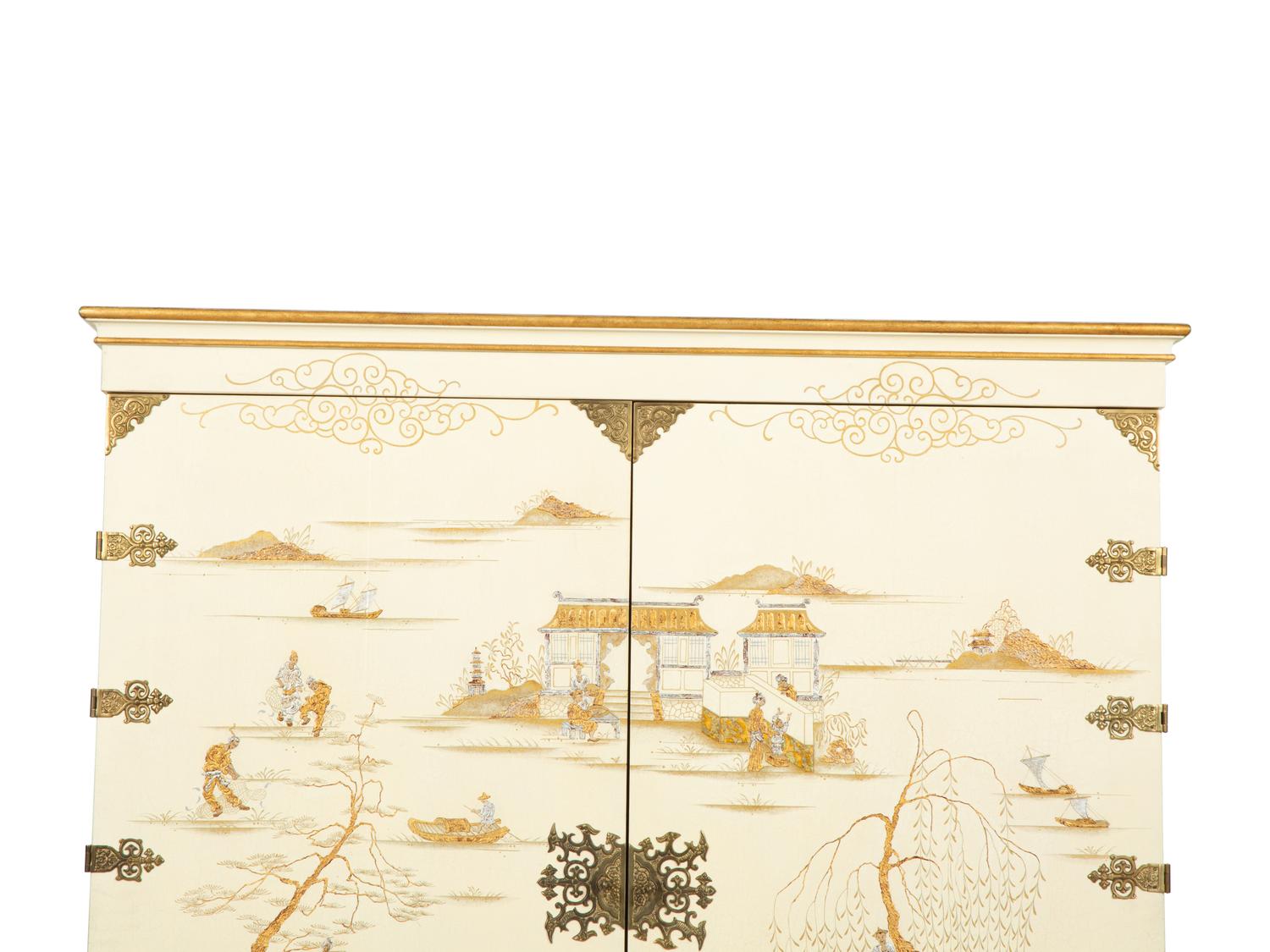 A Dessin Fournir White Lacquer Griswold Cabinet