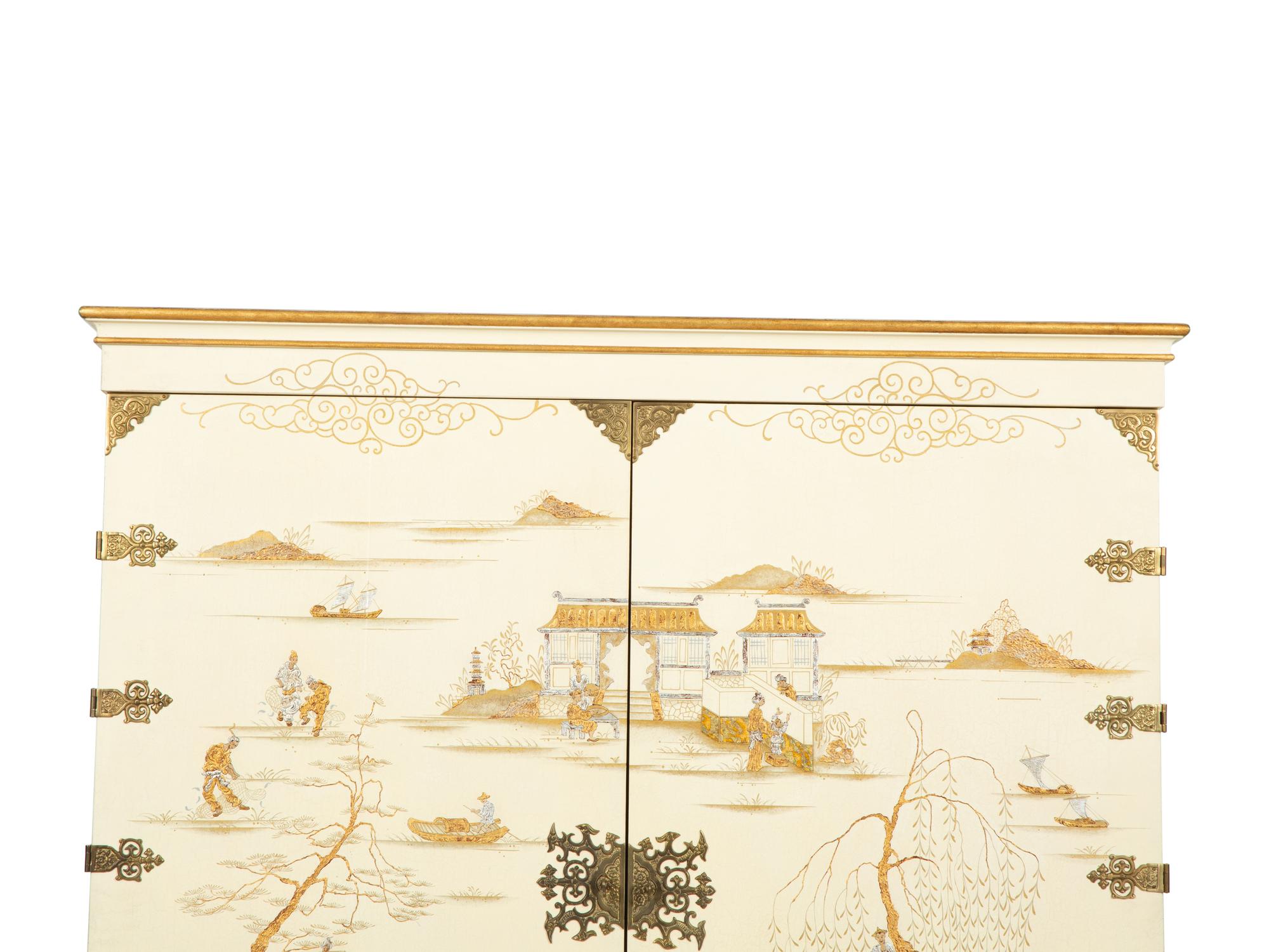 A Dessin Fournir White Lacquer Griswold Cabinet
