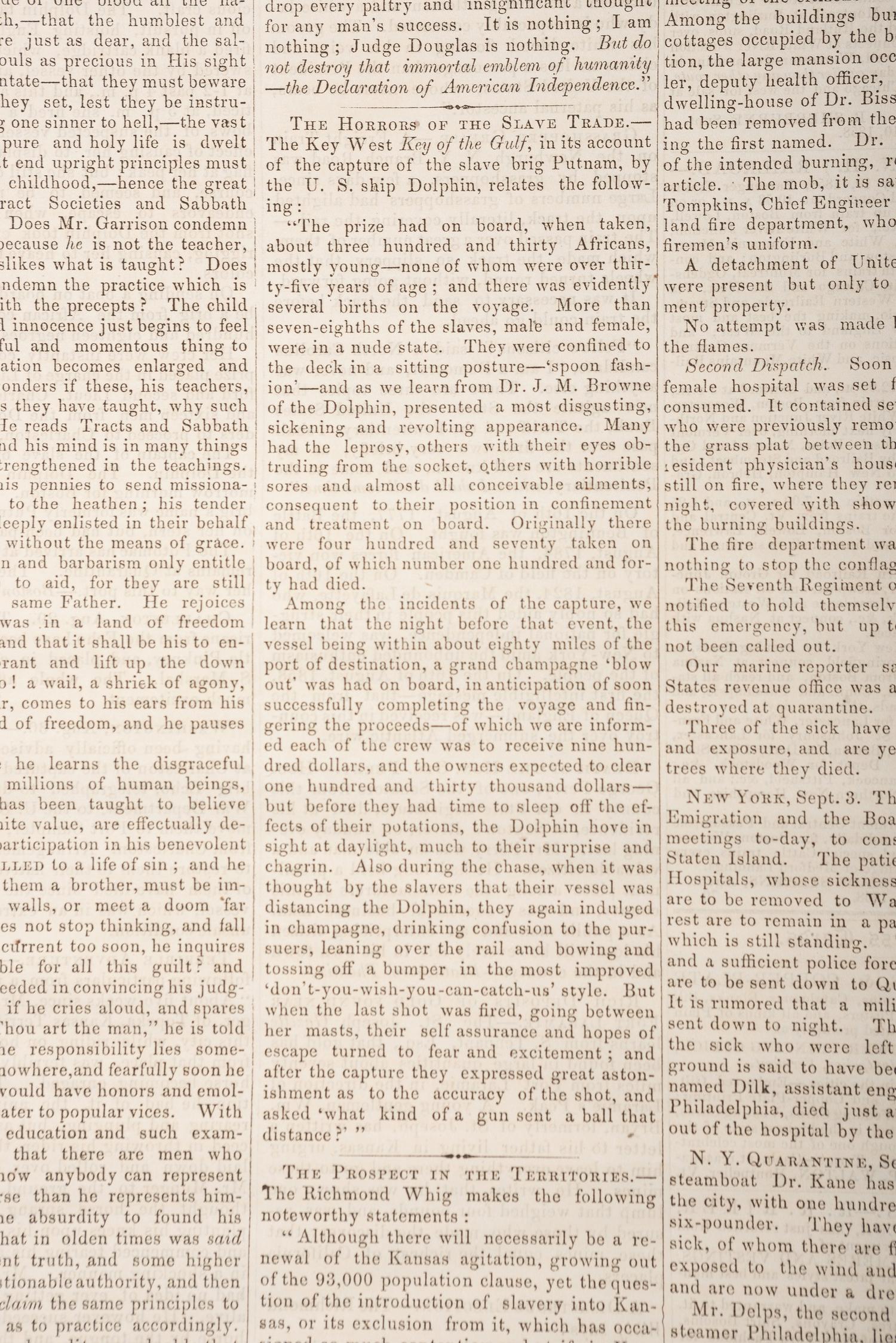 [LINCOLN, Abraham (1809-1865)]. Vermont Watchman & State Journal. Vol. 52, No. 42. Montpelier, VT: E.P. Walton, 10 September 1858.