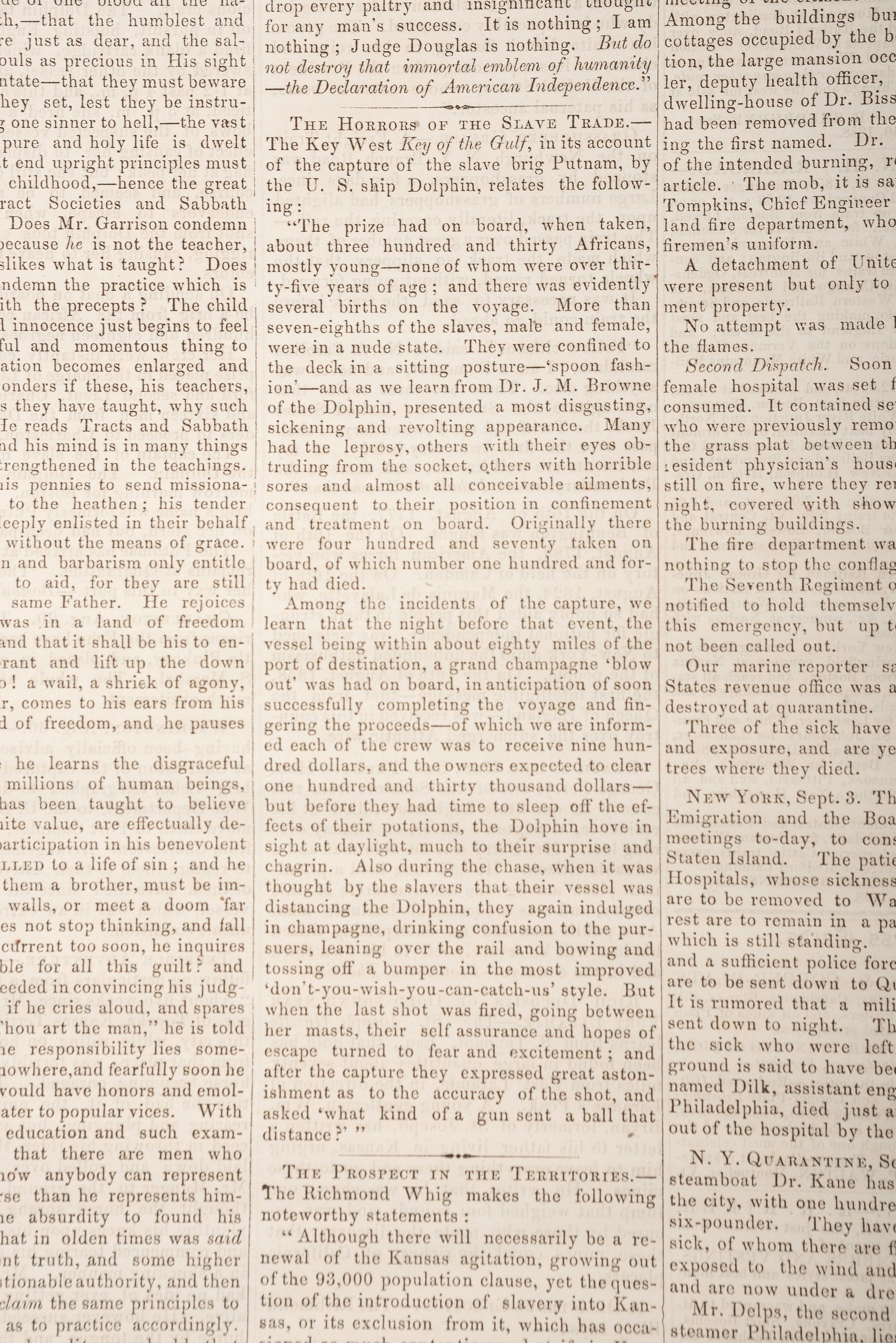 [LINCOLN, Abraham (1809-1865)]. Vermont Watchman & State Journal. Vol. 52, No. 42. Montpelier, VT: E.P. Walton, 10 September 1858.