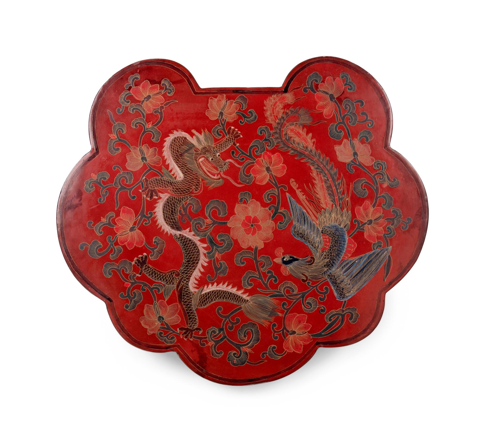 A Chinese Polychrome and Gilt Lacquered Box and Cover