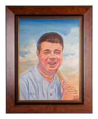 An Original Dick Perez Babe Ruth Painting