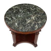 An Empire Style Inlaid and Ebonized Mahogany and Marble-Top Table