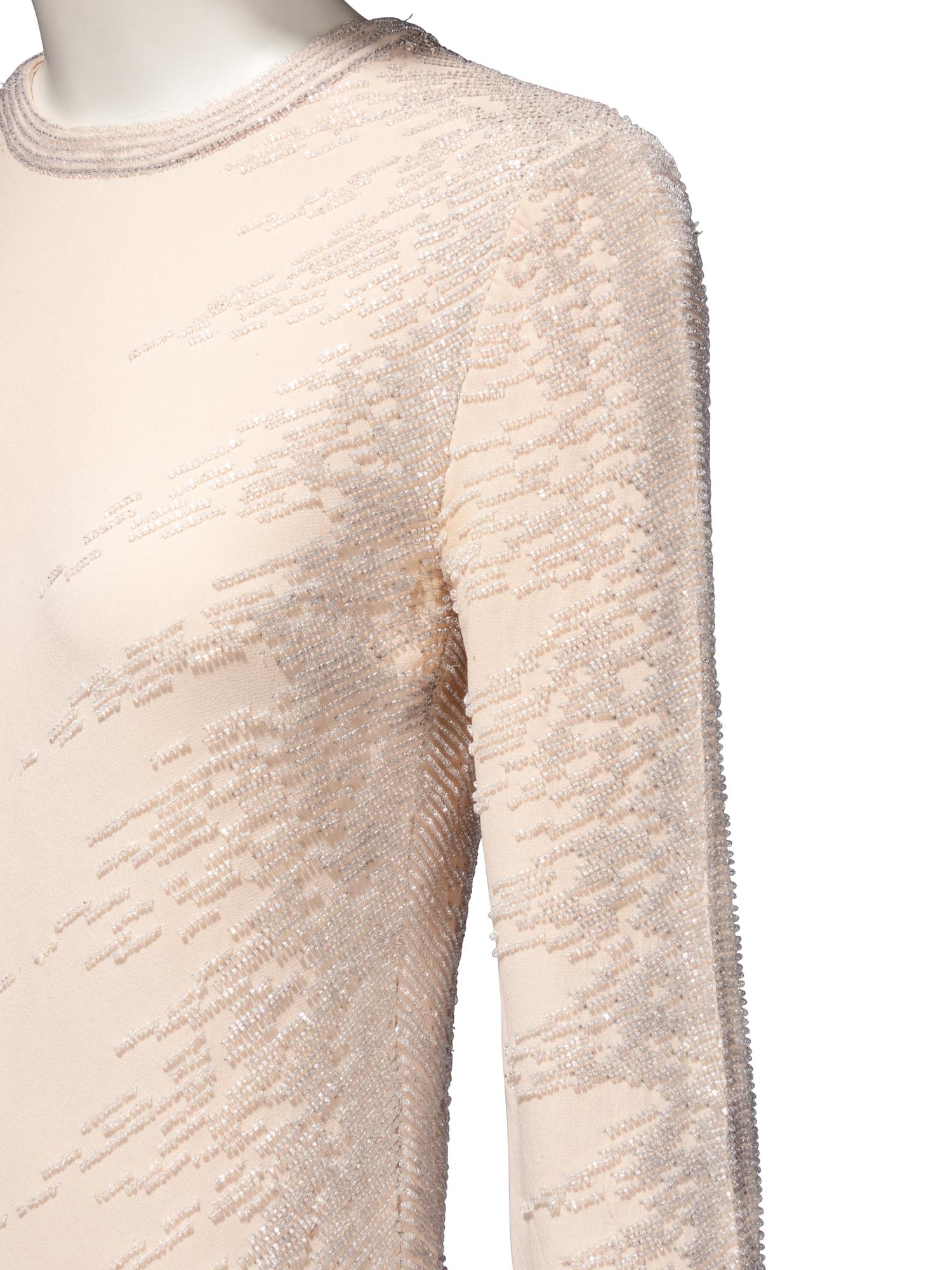 Guy Laroche Haute Couture, Beaded Cream Gown & Ostrich Cape