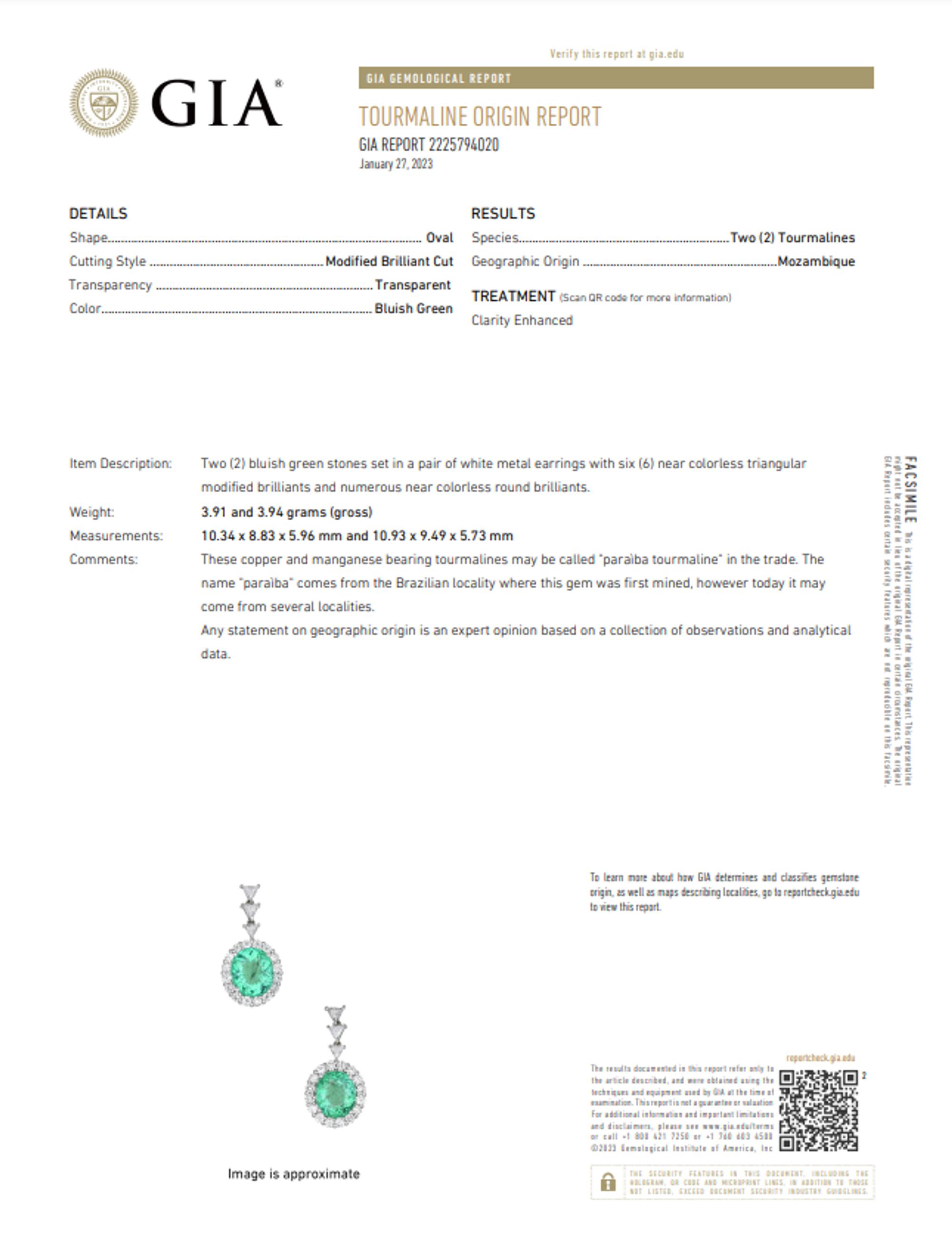 PARAIBA-TYPE TOURMALINE AND DIAMOND EARRINGS