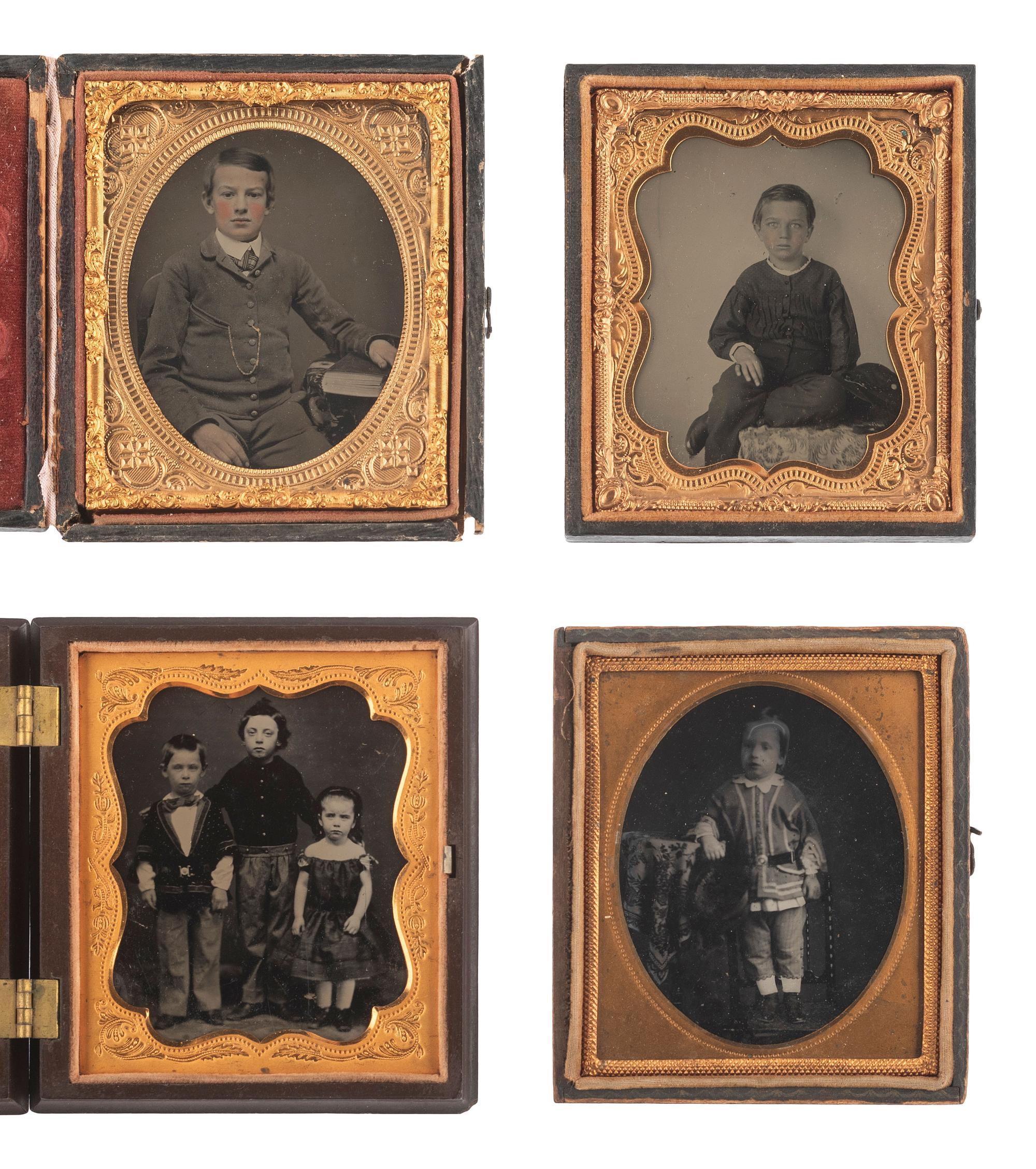 [EARLY PHOTOGRAPHY]. 23 sixth plate ambrotypes and tintypes of children.