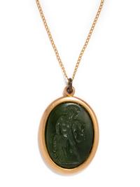A Roman Style Gold and Plasma Pendant with the Demigod Achilles Dying