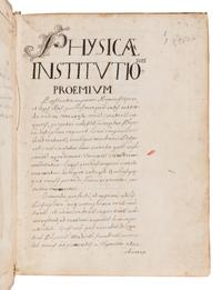 [MANUSCRIPT - PHYSICS]. "Physicae Institutioues." Italy, 1740.
