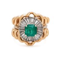 EMERALD AND DIAMOND BALLERINA RING