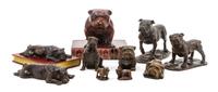A Group of Ten Bulldog Figures Width of widest 7 1/4 inches.