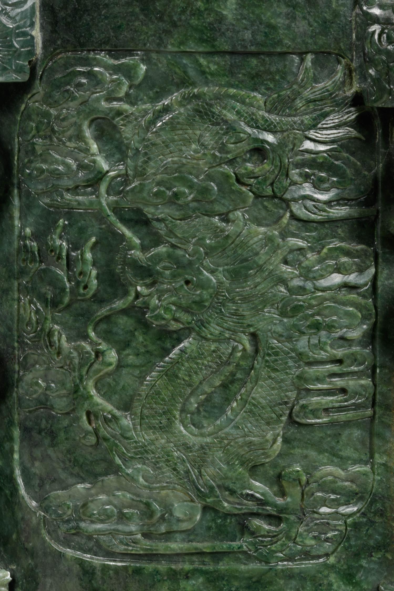 A Pair of Chinese Export Carved Hardstone Covered Vessels and Fitted Carved Hardwood Stands