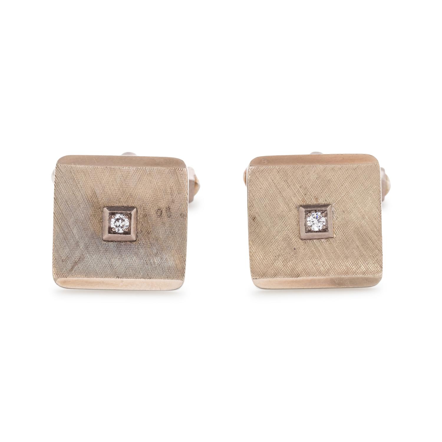 WHITE GOLD AND DIAMOND CUFFLINKS