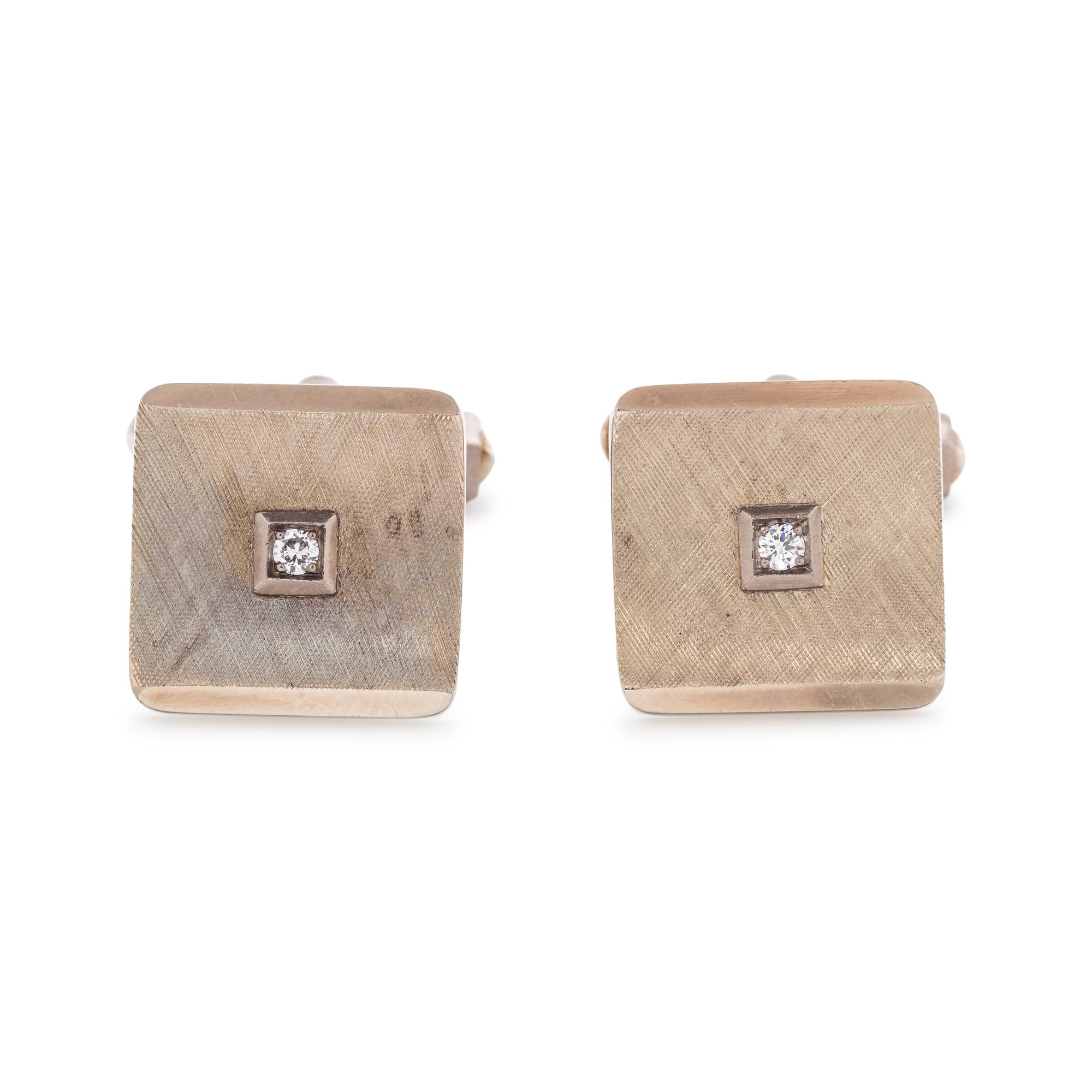 WHITE GOLD AND DIAMOND CUFFLINKS