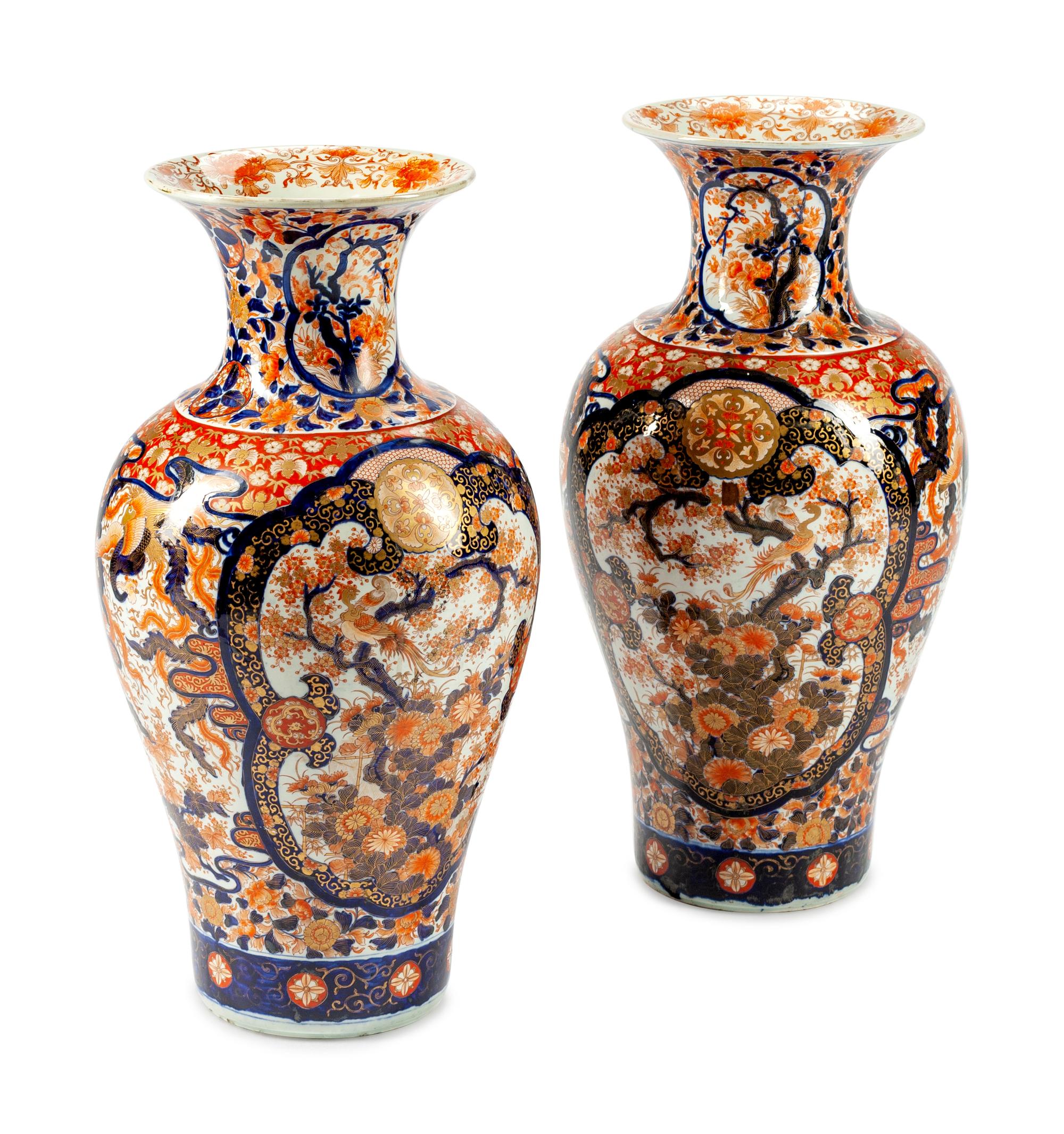 A Pair of Large Japanese Imari Vases
