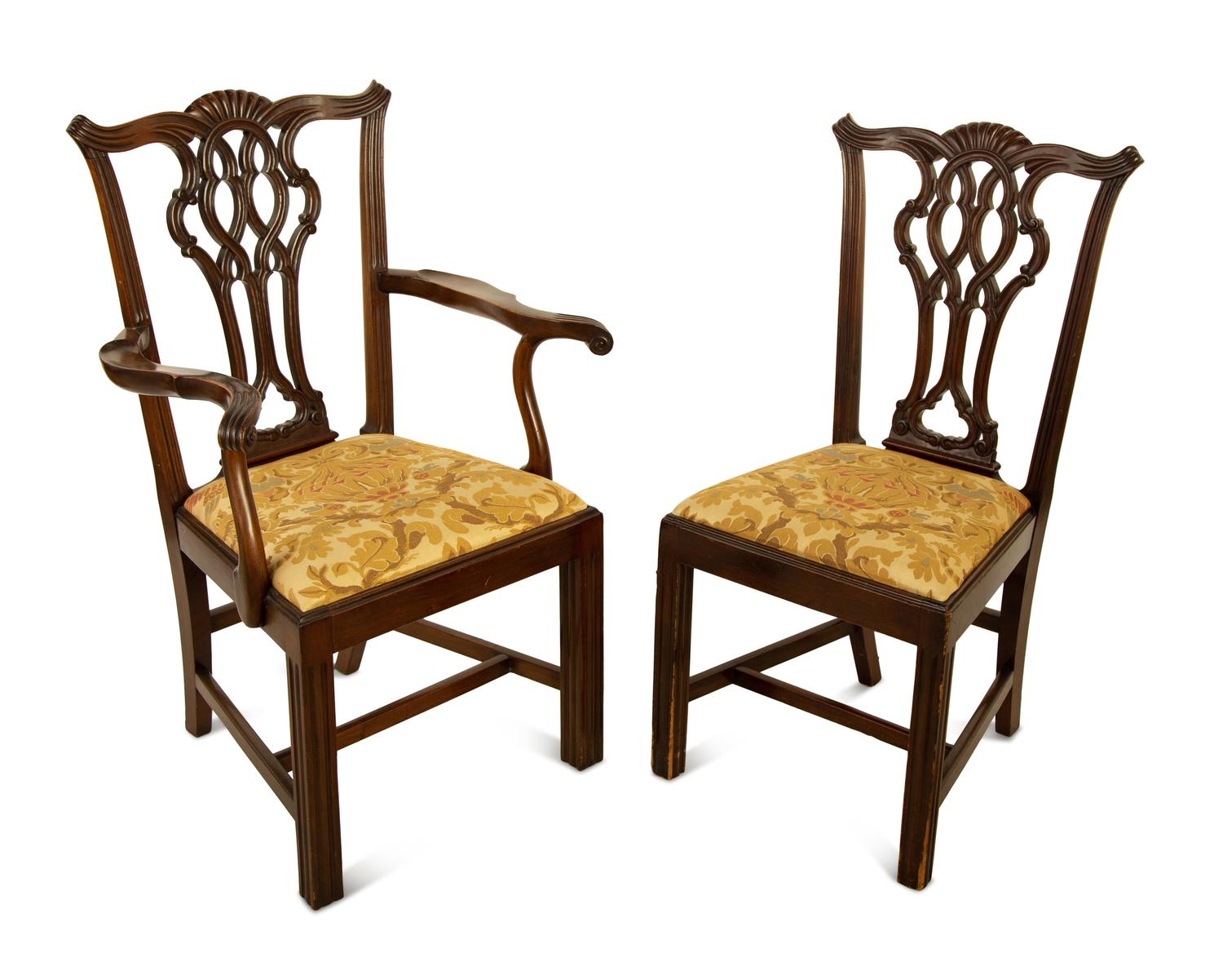 A Set of Fourteen George III Style Mahogany Dining Chairs