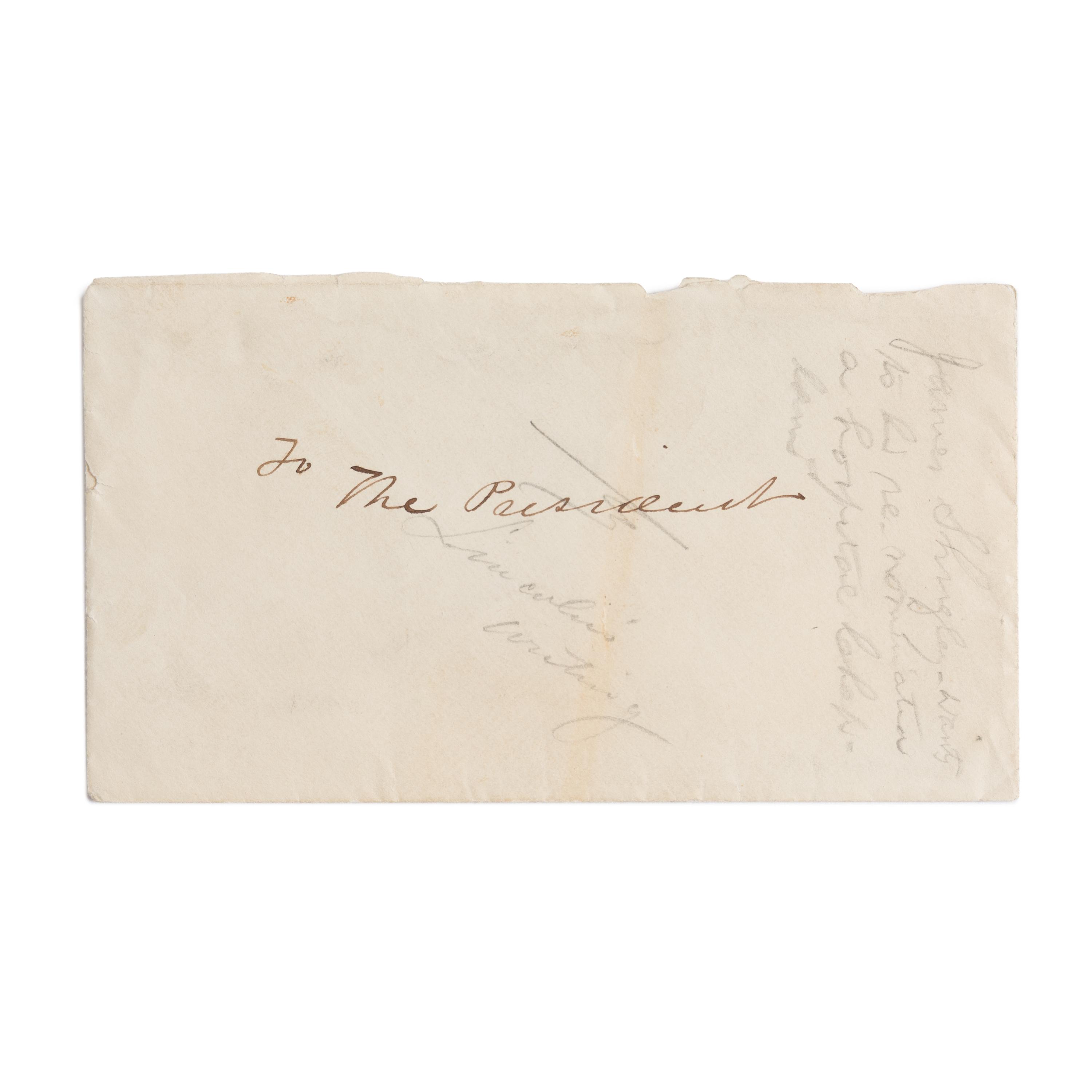 [LINCOLN, Abraham (1809-1865)]. SHRIGLEY, James (1813-1895). Autograph letter signed ("James Shrigley") to Preston King with an unsigned endorsement in Lincoln's hand, Philadelphia/[Washington, D.C.], Feb-March 1863.