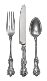 An American Silver Flatware Service, Frank W. Smith, Gardener, MA, Federal Cotillion pattern, the handles with the engraved script mono