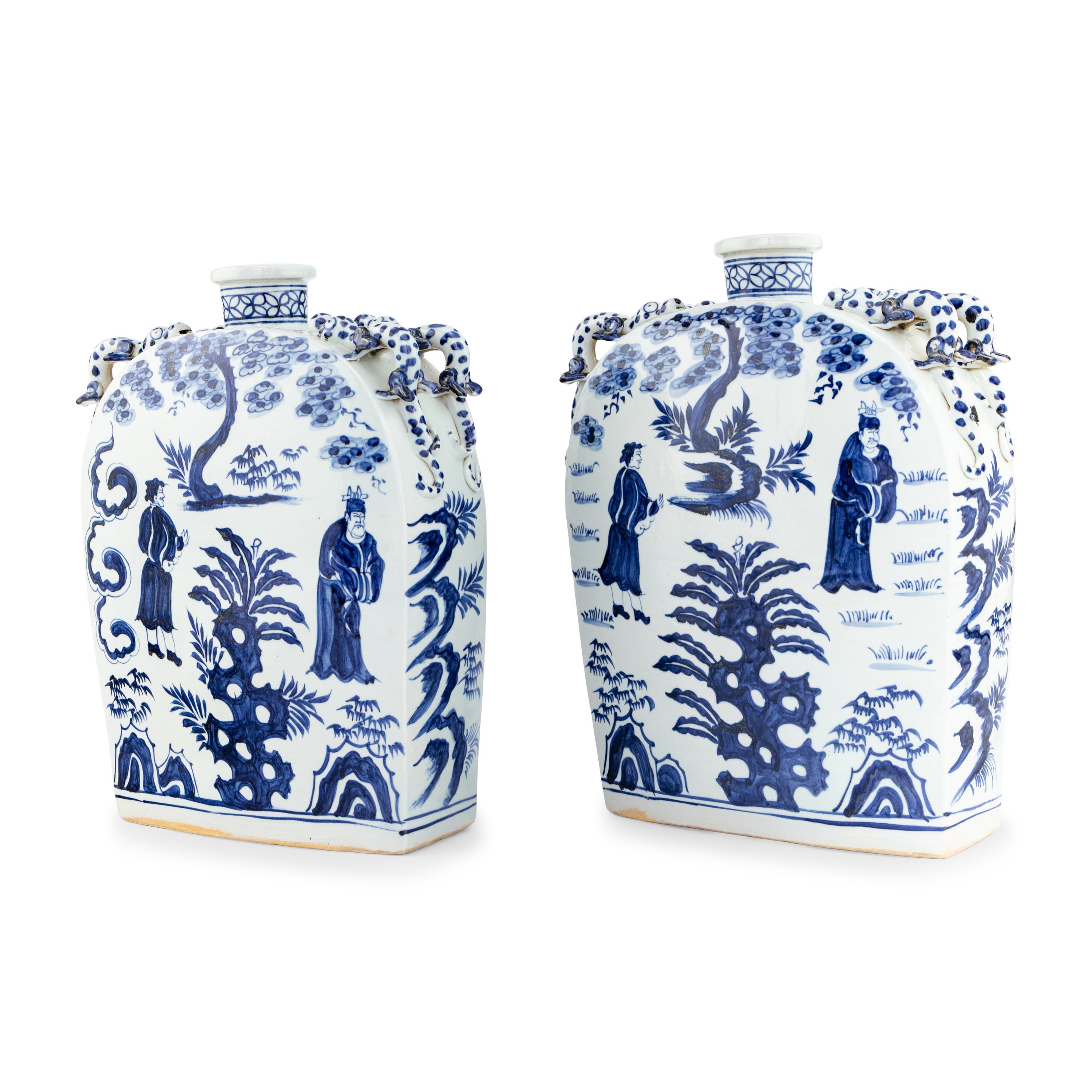 A Pair of Chinese Porcelain Flask-Form Vases
