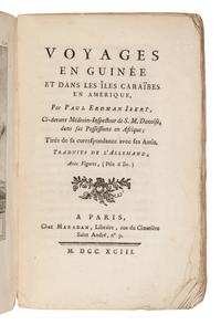 [TRAVEL & EXPLORATION]. ISERT, Paul Erdmann (1756-1789). Voyages en Guinée et dans les îles Caraïbes en Amérique. Paris: Chez Maradan, 1793.