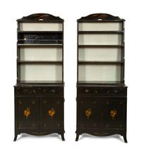 A Pair of English Painted Waterfall Bookcases