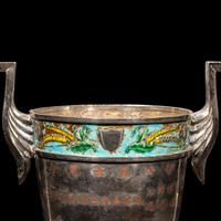 A Chinese Export Enameled Silver Trophy Cup, 20th Century 近代 外銷銀燒藍雙耳杯