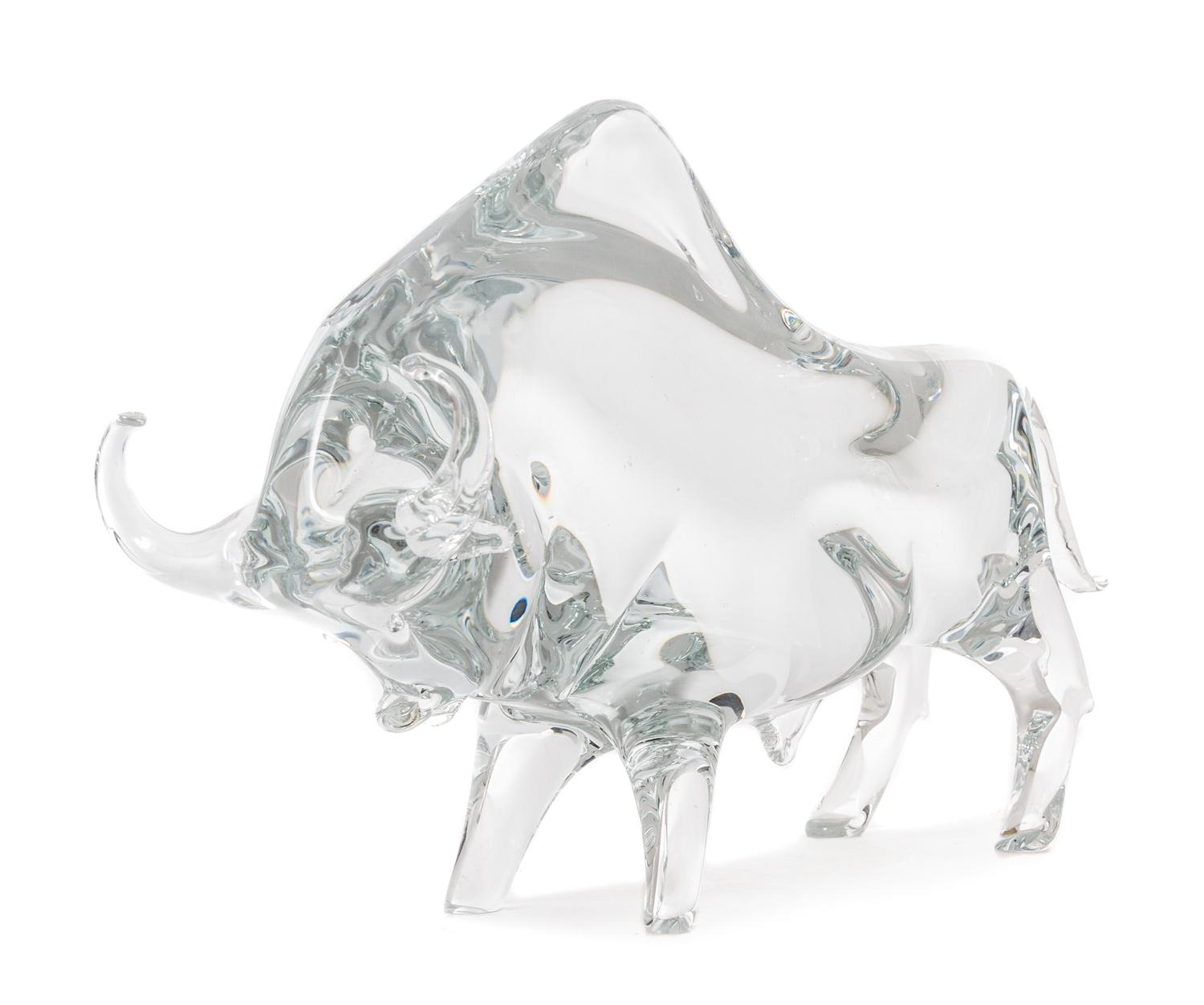 A Molded Glass Animal Figure Height 7 3/4 inches.