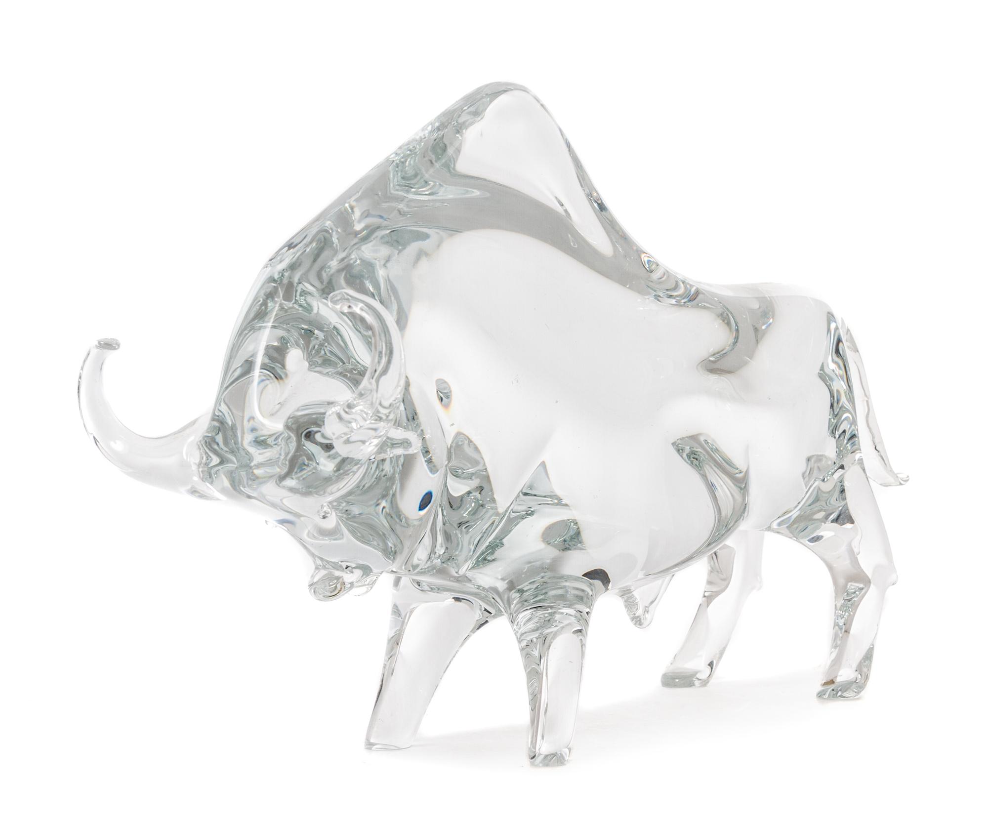 A Molded Glass Animal Figure Height 7 3/4 inches.