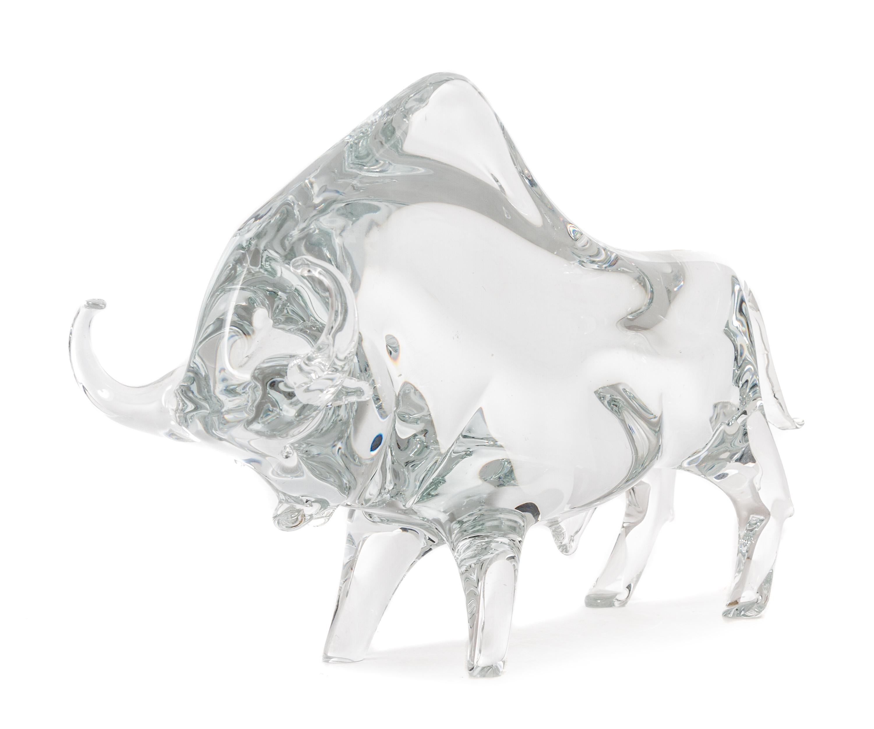 A Molded Glass Animal Figure Height 7 3/4 inches.