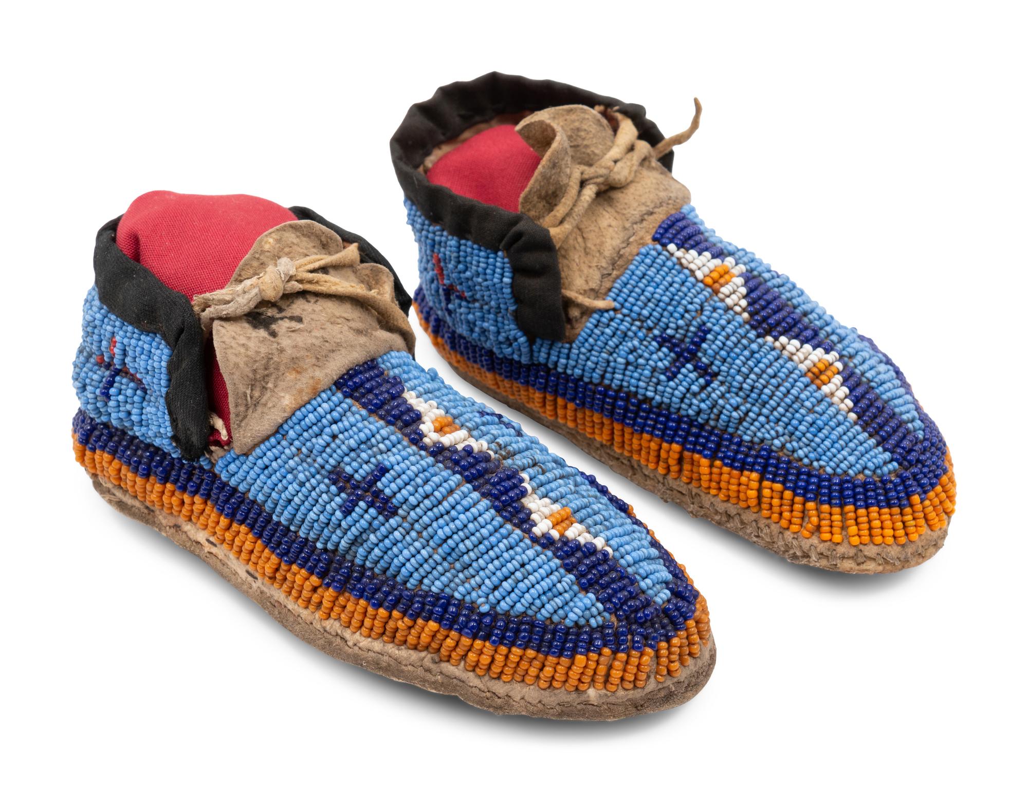 Sioux Child's Beaded Hide Moccasins