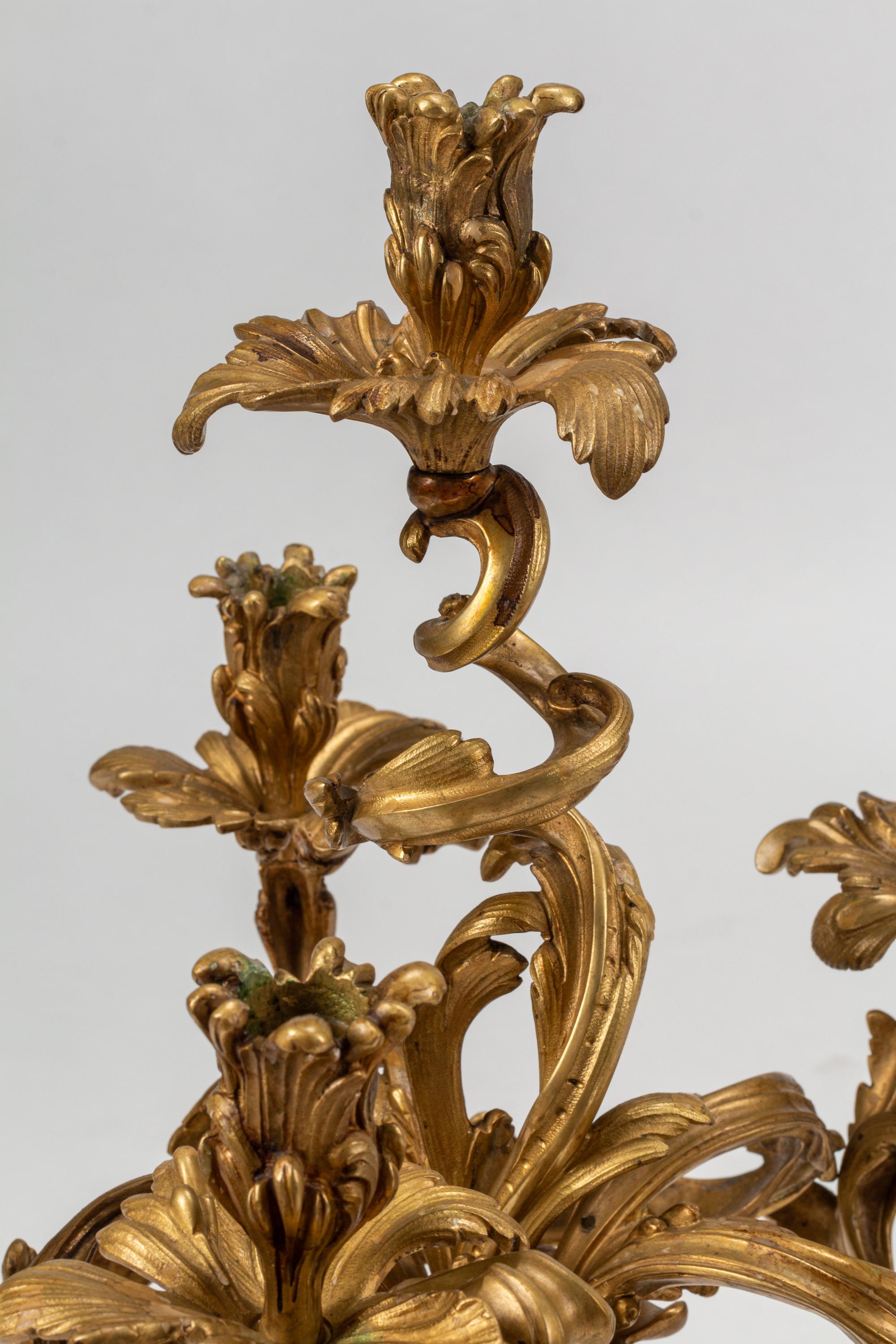 A Pair of Louis XV Style Gilt Bronze Candelabra