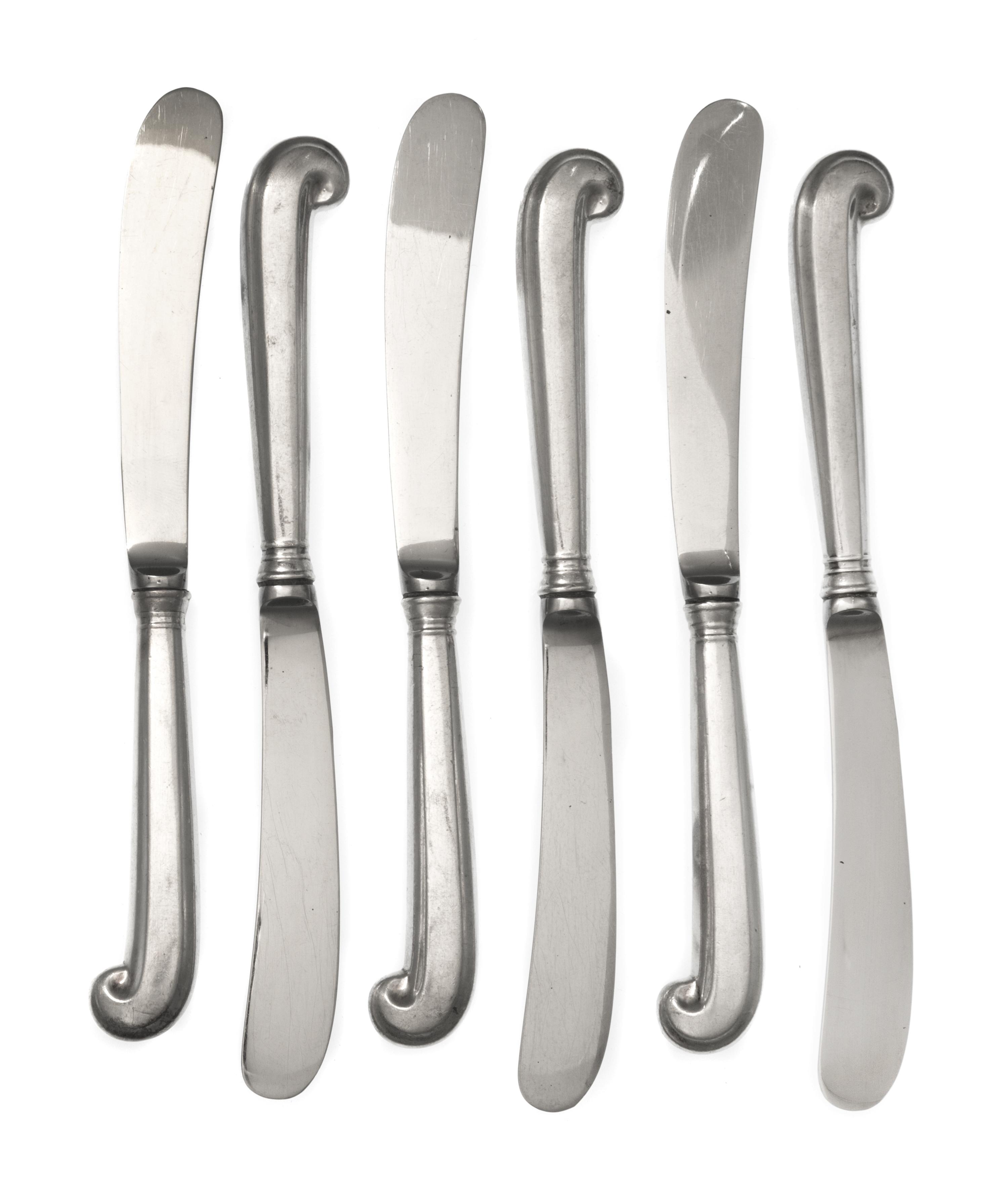 A Set of Twelve American Silver Butter Spreaders, Stieff Co., Baltimore, MD, some engraved Deborah to the handle, with stainless steel